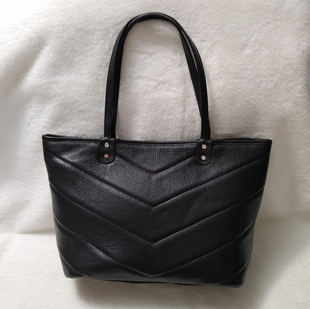 Persaman Genuine Leather Quilted Lucy Black Tote